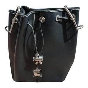 Dooney & Bourke Smooth Black Leather Bucket Bag